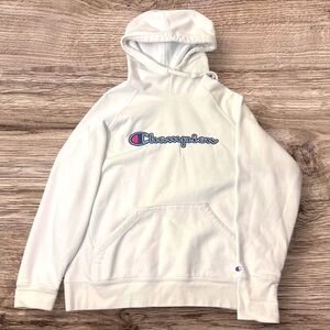 Champion Men's White Hoodie Size Large with pockets, Heavy Duty